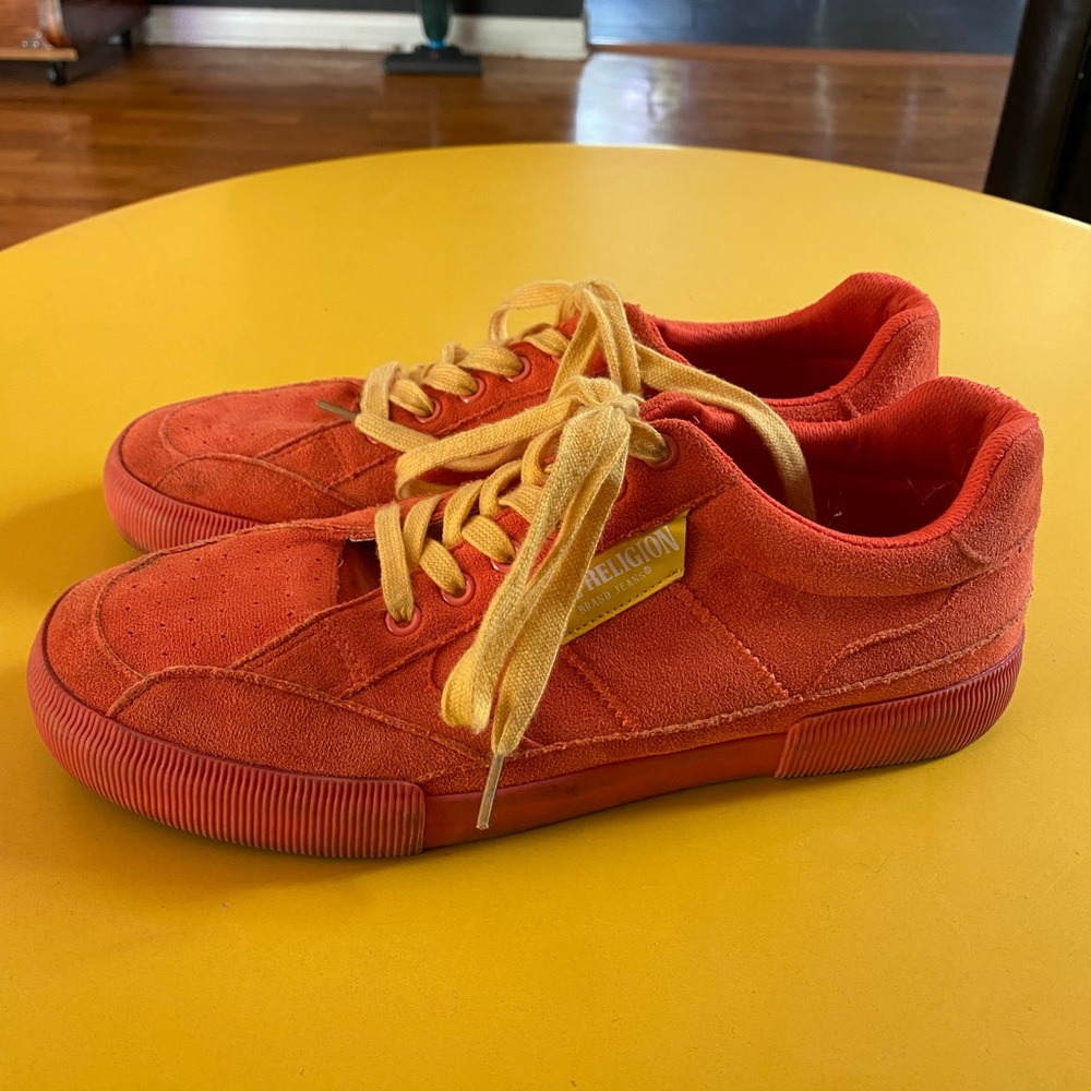 True Religion Orange and Yellow Sneakers Suede Low-Top - Men’s 10